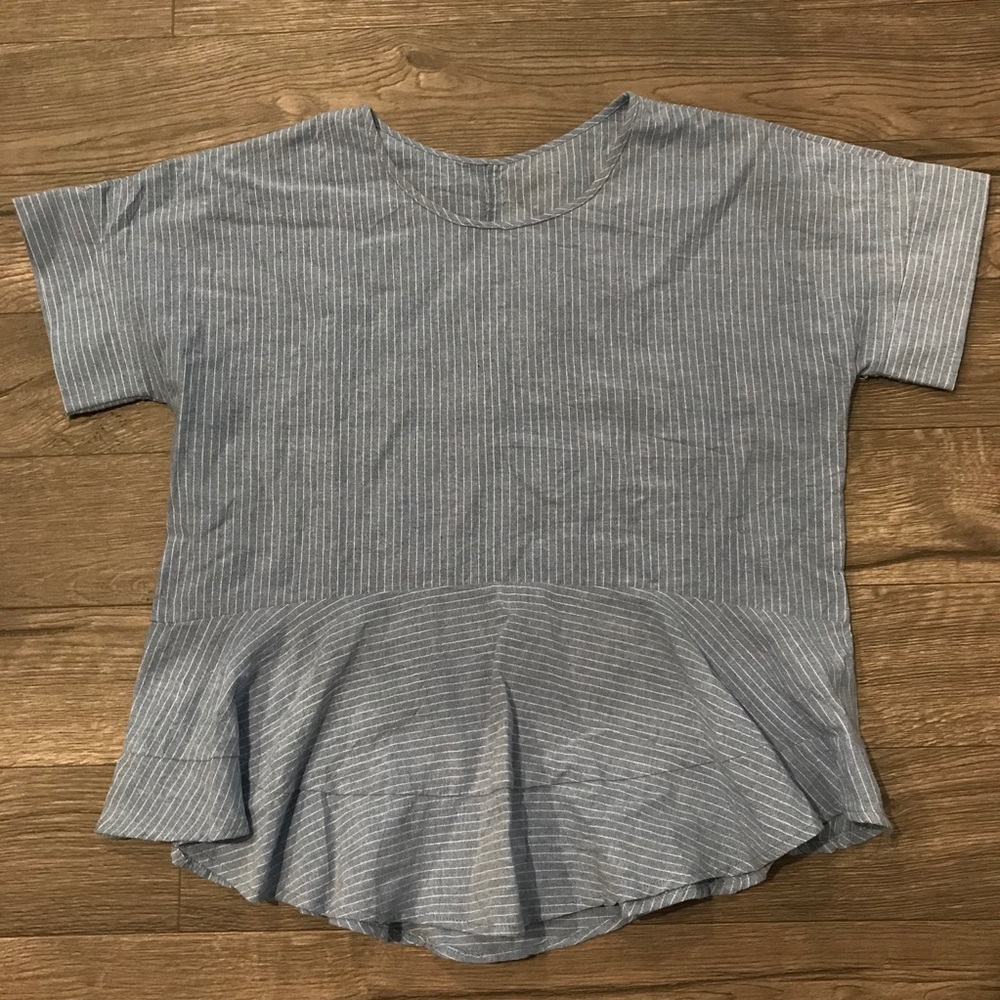 Striped light blue peplum blouse